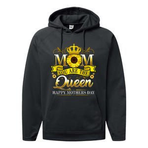 Happy Mother's Day You Are The Queen With Sun Flower Performance Fleece Hoodie