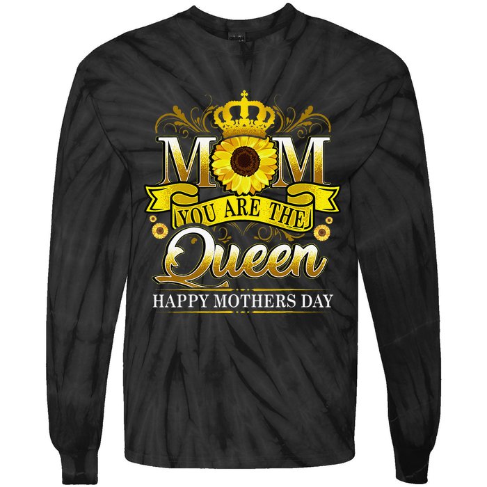 Happy Mother's Day You Are The Queen With Sun Flower Tie-Dye Long Sleeve Shirt