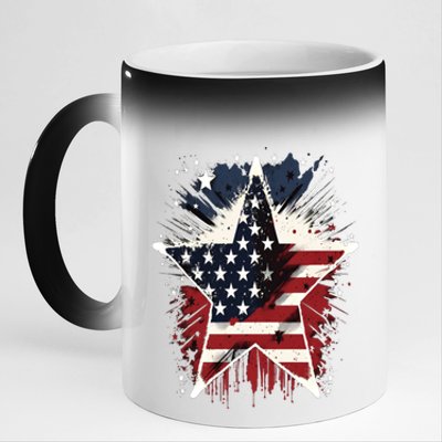 Happy Memorial Day Veteran American Usa Star Flag 4th Of Funny Gift 11oz Black Color Changing Mug