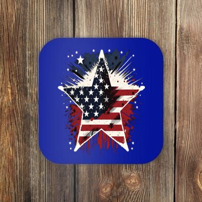 Happy Memorial Day Veteran American Usa Star Flag 4th Of Funny Gift Coaster