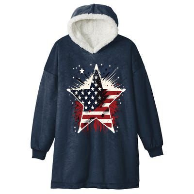 Happy Memorial Day Veteran American Usa Star Flag 4th Of Funny Gift Hooded Wearable Blanket