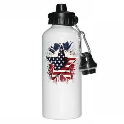 Happy Memorial Day Veteran American Usa Star Flag 4th Of Funny Gift Aluminum Water Bottle