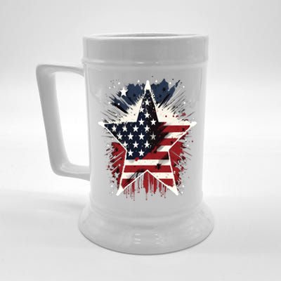 Happy Memorial Day Veteran American Usa Star Flag 4th Of Funny Gift Beer Stein