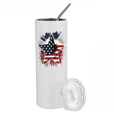 Happy Memorial Day Veteran American Usa Star Flag 4th Of Funny Gift Stainless Steel Tumbler