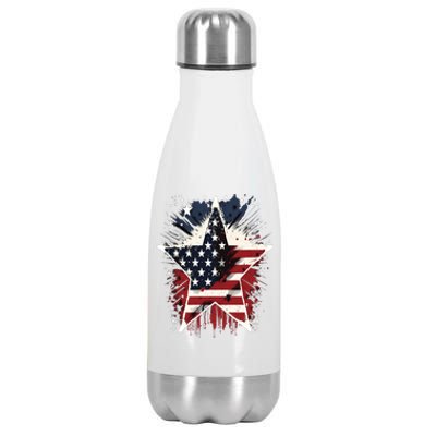 Happy Memorial Day Veteran American Usa Star Flag 4th Of Funny Gift Stainless Steel Insulated Water Bottle