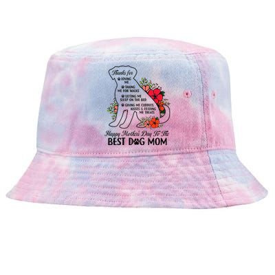 Happy MotherS Day To The Best Dog Mom Mothers Day Dog Lover Tie-Dyed Bucket Hat