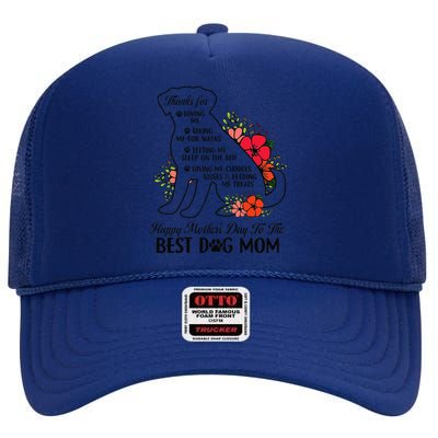 Happy MotherS Day To The Best Dog Mom Mothers Day Dog Lover High Crown Mesh Back Trucker Hat