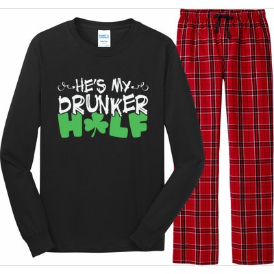 Hes My Drunker Funny Shamrock Long Sleeve Pajama Set