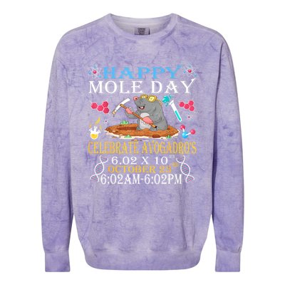 Happy Mole Day Celebrate AvogadroS Mole 6.02 X 10 October Colorblast Crewneck Sweatshirt