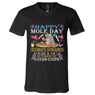 Happy Mole Day Celebrate AvogadroS Mole 6.02 X 10 October V-Neck T-Shirt