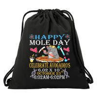 Happy Mole Day Celebrate AvogadroS Mole 6.02 X 10 October Drawstring Bag