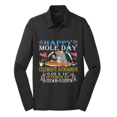 Happy Mole Day Celebrate AvogadroS Mole 6.02 X 10 October Silk Touch Performance Long Sleeve Polo