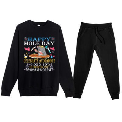 Happy Mole Day Celebrate AvogadroS Mole 6.02 X 10 October Premium Crewneck Sweatsuit Set