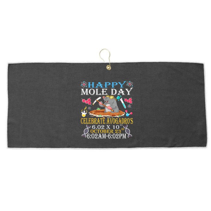 Happy Mole Day Celebrate AvogadroS Mole 6.02 X 10 October Large Microfiber Waffle Golf Towel