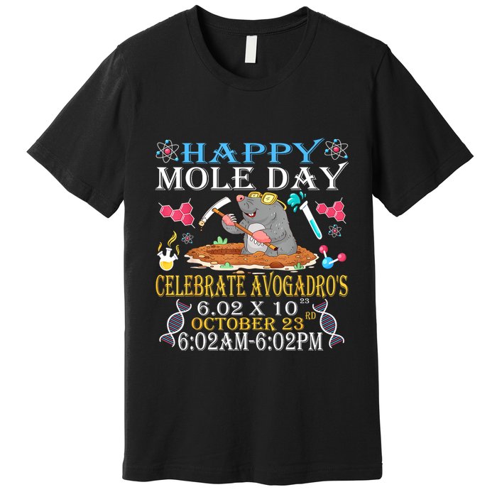 Happy Mole Day Celebrate AvogadroS Mole 6.02 X 10 October Premium T-Shirt
