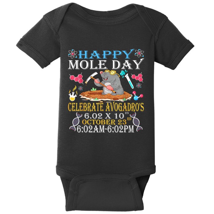 Happy Mole Day Celebrate AvogadroS Mole 6.02 X 10 October Baby Bodysuit