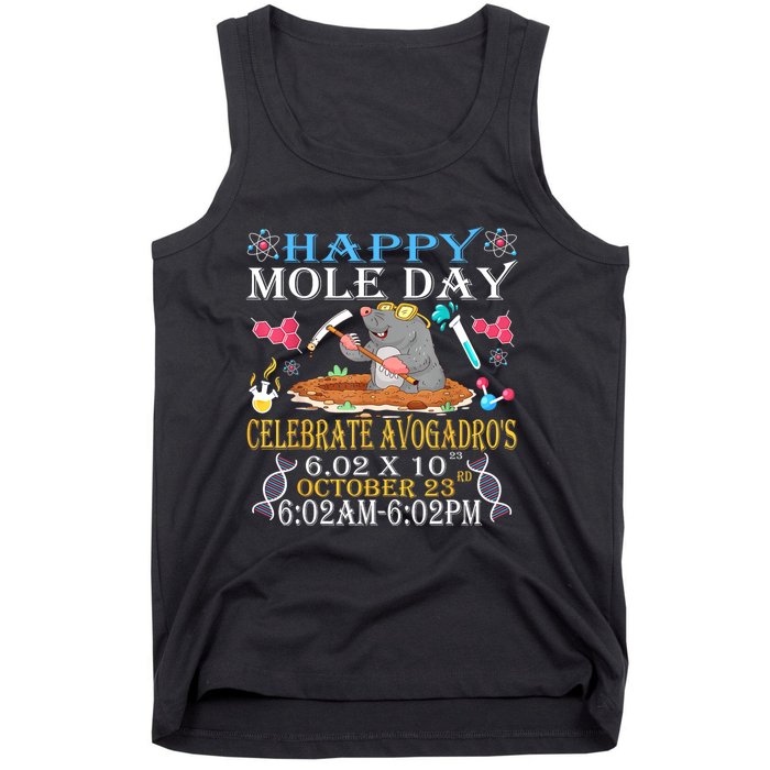 Happy Mole Day Celebrate AvogadroS Mole 6.02 X 10 October Tank Top