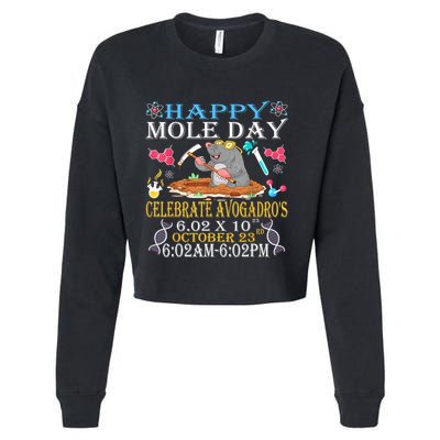 Happy Mole Day Celebrate AvogadroS Mole 6.02 X 10 October Cropped Pullover Crew