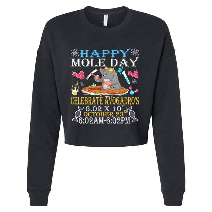 Happy Mole Day Celebrate AvogadroS Mole 6.02 X 10 October Cropped Pullover Crew