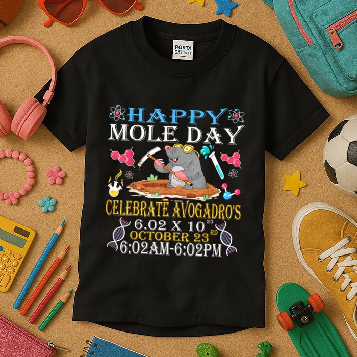 Happy Mole Day Celebrate AvogadroS Mole 6.02 X 10 October Kids T-Shirt