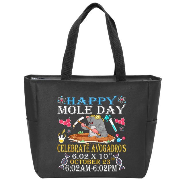 Happy Mole Day Celebrate AvogadroS Mole 6.02 X 10 October Zip Tote Bag