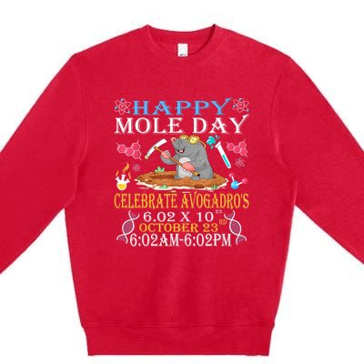 Happy Mole Day Celebrate AvogadroS Mole 6.02 X 10 October Premium Crewneck Sweatshirt