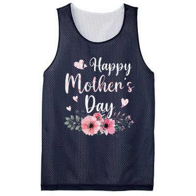 Happy MotherS Day With Floral Mom Mommy Grandma Women Mesh Reversible Basketball Jersey Tank