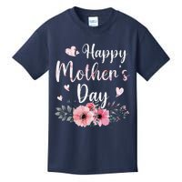 Happy MotherS Day With Floral Mom Mommy Grandma Women Kids T-Shirt