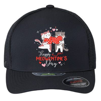 Happy Meowentine's Day Funny Cute Design Cat Valentine Gifts Flexfit Unipanel Trucker Cap