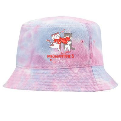 Happy Meowentine's Day Funny Cute Design Cat Valentine Gifts Tie-Dyed Bucket Hat