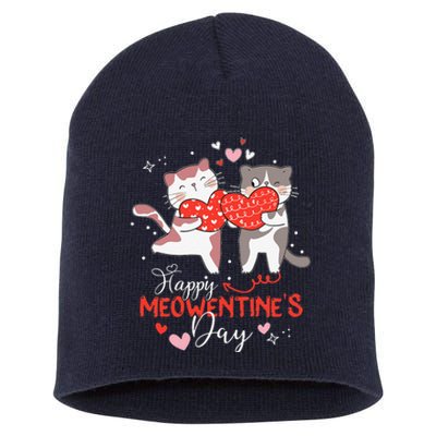 Happy Meowentine's Day Funny Cute Design Cat Valentine Gifts Short Acrylic Beanie