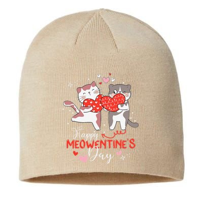 Happy Meowentine's Day Funny Cute Design Cat Valentine Gifts Sustainable Beanie