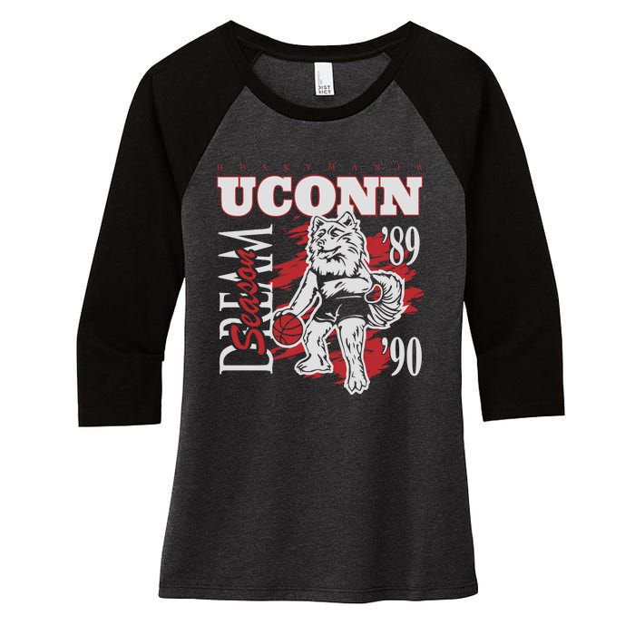 Husky Mania Dream Season Basketball Team Lover Women's Tri-Blend 3/4-Sleeve Raglan Shirt