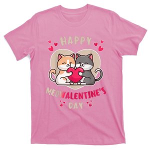 Happy Meowalentines Day Single Love Cat Holding Heart T-Shirt