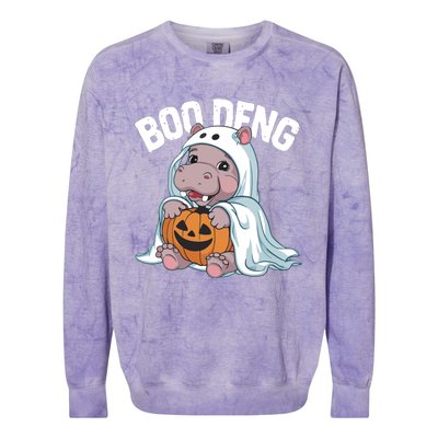 Halloween Moo Deng Baby Hippo Boo Deng Colorblast Crewneck Sweatshirt