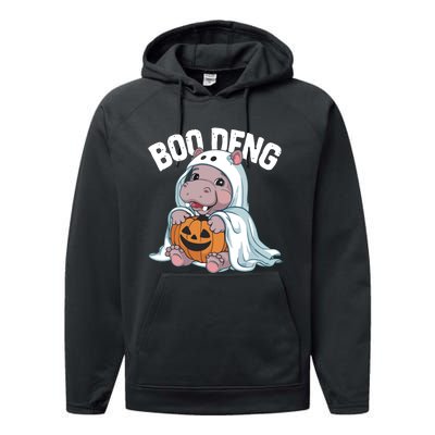 Halloween Moo Deng Baby Hippo Boo Deng Performance Fleece Hoodie