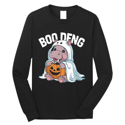 Halloween Moo Deng Baby Hippo Boo Deng Long Sleeve Shirt