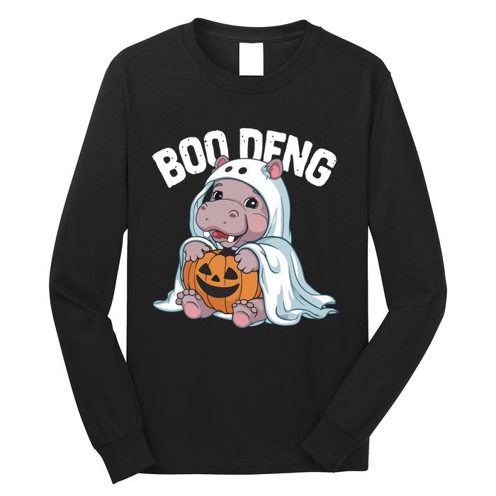 Halloween Moo Deng Baby Hippo Boo Deng Long Sleeve Shirt