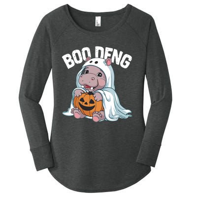 Halloween Moo Deng Baby Hippo Boo Deng Women's Perfect Tri Tunic Long Sleeve Shirt