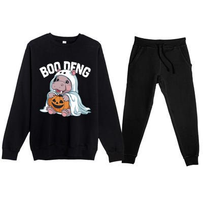 Halloween Moo Deng Baby Hippo Boo Deng Premium Crewneck Sweatsuit Set