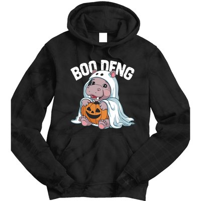 Halloween Moo Deng Baby Hippo Boo Deng Tie Dye Hoodie