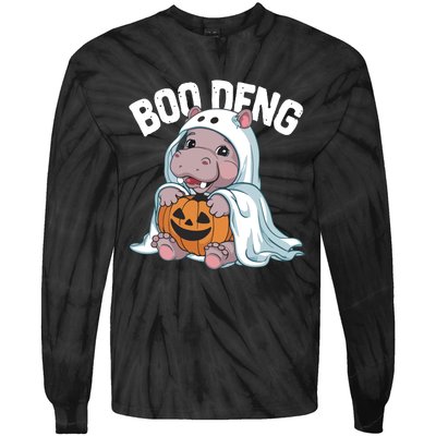 Halloween Moo Deng Baby Hippo Boo Deng Tie-Dye Long Sleeve Shirt