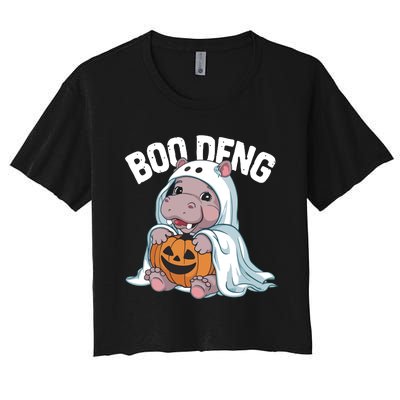 Halloween Moo Deng Baby Hippo Boo Deng Women's Crop Top Tee