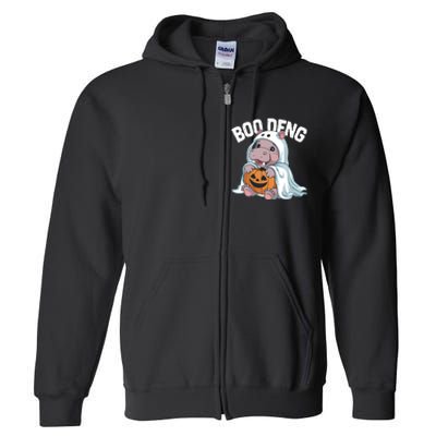 Halloween Moo Deng Baby Hippo Boo Deng Full Zip Hoodie