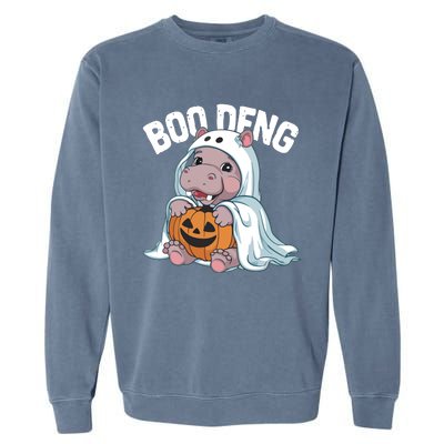 Halloween Moo Deng Baby Hippo Boo Deng Garment-Dyed Sweatshirt