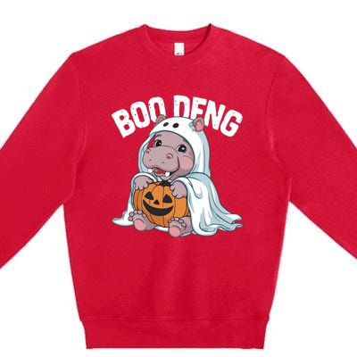 Halloween Moo Deng Baby Hippo Boo Deng Premium Crewneck Sweatshirt