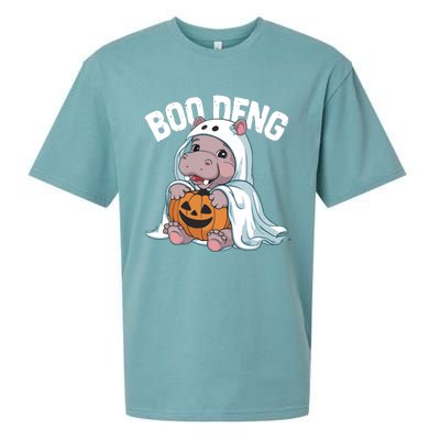 Halloween Moo Deng Baby Hippo Boo Deng Sueded Cloud Jersey T-Shirt