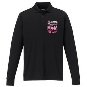 Happy Mother's Day Cute Leopard Graphic Mama Mommy Mom Bruh Performance Long Sleeve Polo