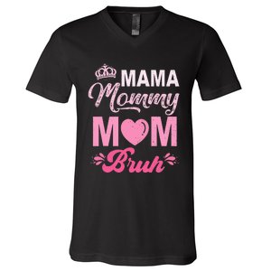 Happy Mother's Day Cute Leopard Graphic Mama Mommy Mom Bruh V-Neck T-Shirt