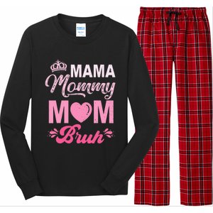 Happy Mother's Day Cute Leopard Graphic Mama Mommy Mom Bruh Long Sleeve Pajama Set